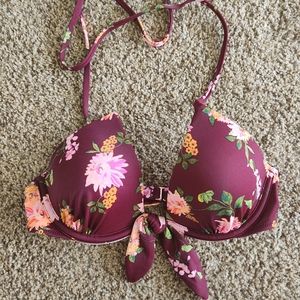 Target Shade and Shore Burgundy Floral Bikini Top 34B